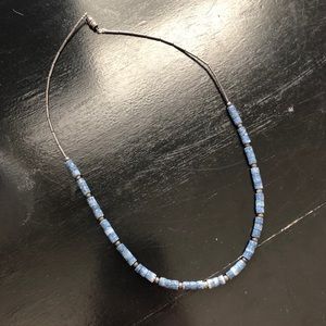 Vintage silver and blue beaded necklace